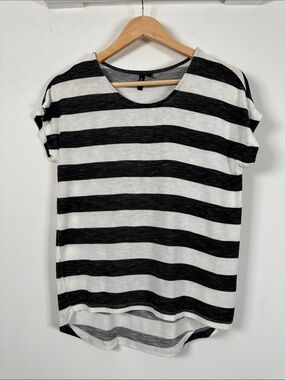Vero Moda Black White Striped High Low Top Soft Stretch Size S Scandy Style